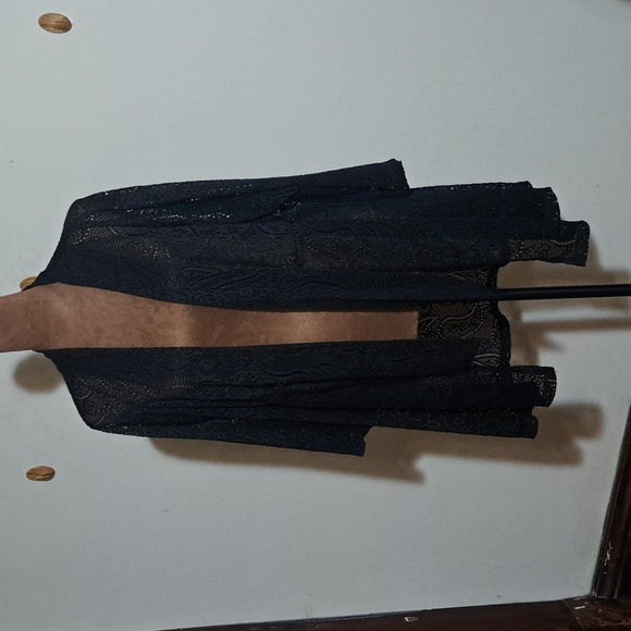 Catalina Other - B31 Catalina Elegant Black Lace Kimono Duster Size 1X Swim Cover Up Tie Front